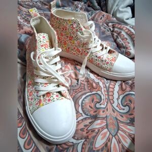 Hot Topic Floral High-Top Sneakers Womens Size 11 Not Today Satan